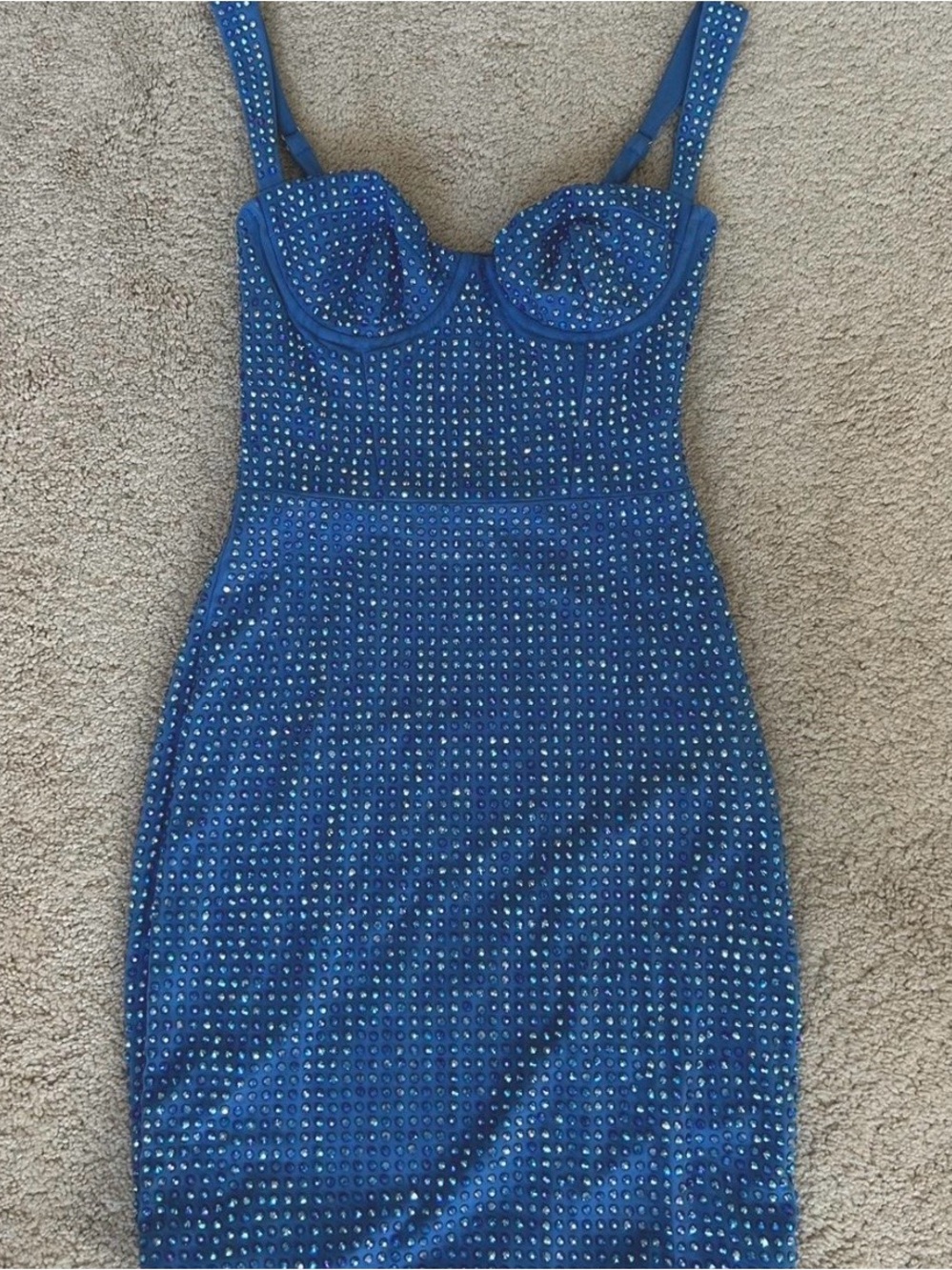 Oh Polly Blue Ines Embellished Mini Dress
